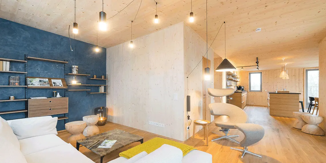 Wohnbereich Holzbau Dresden – Projekt Holzpalais