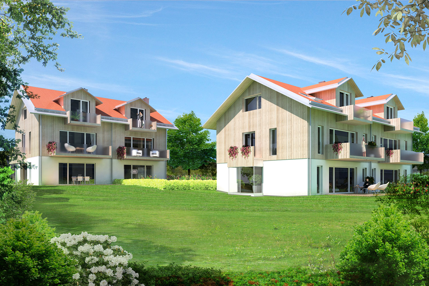 Doppelhäuser in Holzbauweise